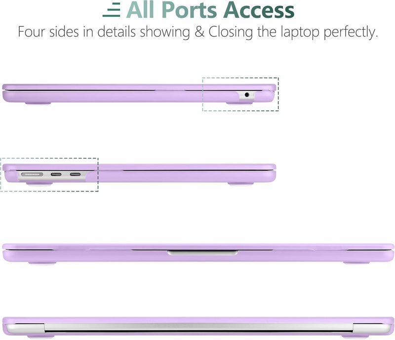 DONGKE Compatible with MacBook Air 13.6 inch Case M4 M3 M2 2025 2024 2023 2022 A3240 A3113 A2681, Plastic Hard Shell & Keyboard Cover for MacBook Air M4 13 inch Case, Matte Purple - Image 4